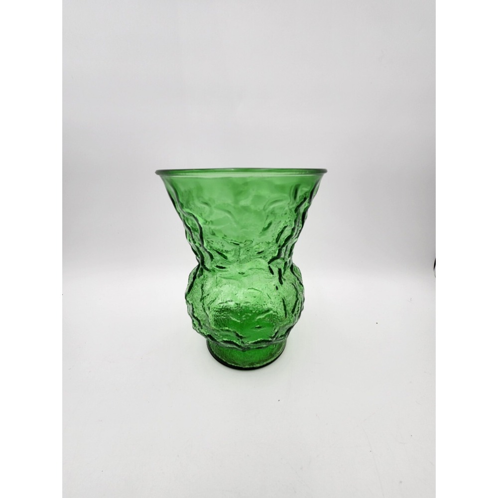 Vintage E.O Brody Co. Emerald‎ Green Crinkle Glass Flower Large Vase Planter